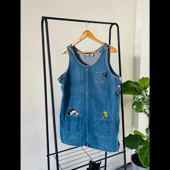 Warner Dresses Looney Tunes Overall Dress Denim Jumper